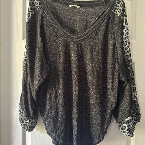 Gray Leopard Print Sweater